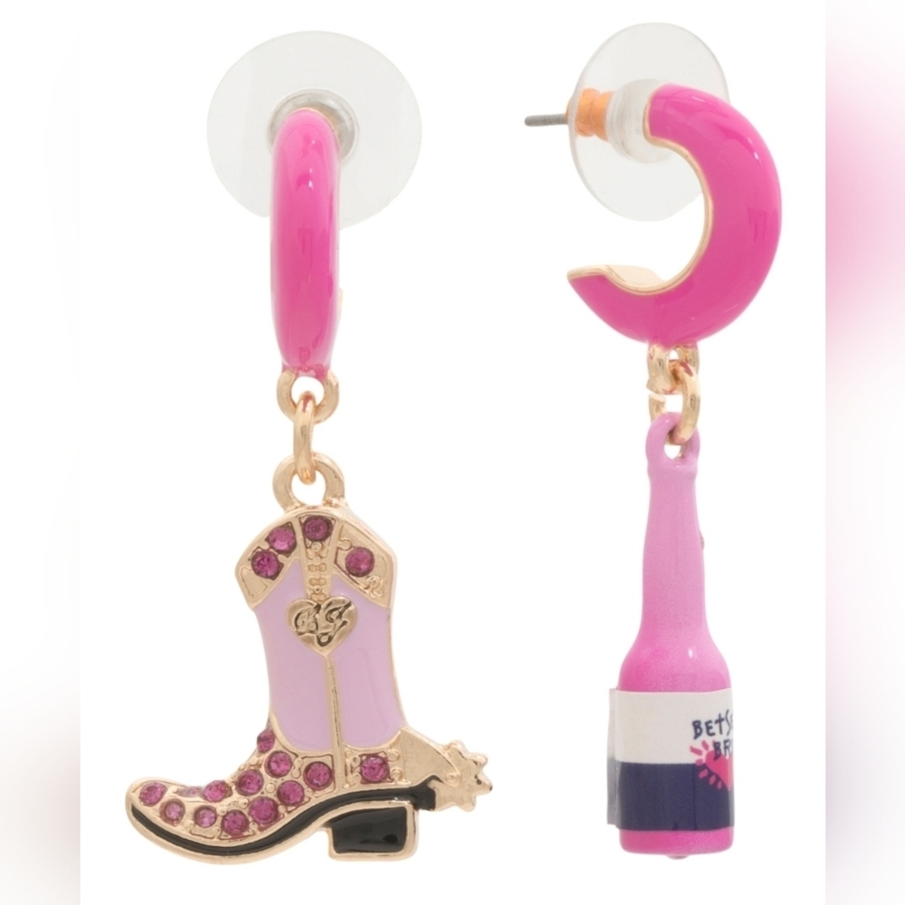 Betsey Johnson Cowboy Boot & Beer Mis-Matched Earrings